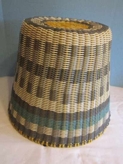 Unique PVC Woven Basket Stool/Accent Table Metal Wire Frame