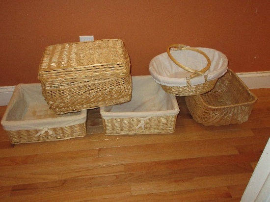 Lot - Misc. Baskets Handled, Covered & Some w/ Linings