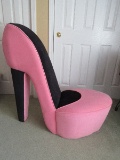 Diva Modern Stylish High Heel Shoe Chair Pink/Black Upholstery