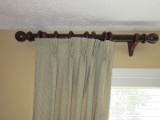 Pair - Lined Drapery w/ Tassel Tie Backs & 2 Rods & Brackets