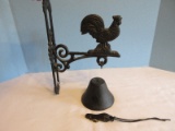 Cast Iron Rooster Dinner Bell Wall Mount Bracket