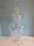 Large Hand Blown Apothecary Jar w/ Finial Lid 22