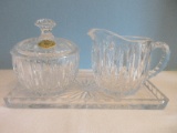 4 Princess House Crystal Creamer, Covered Sugar w/ Underplate Highlights