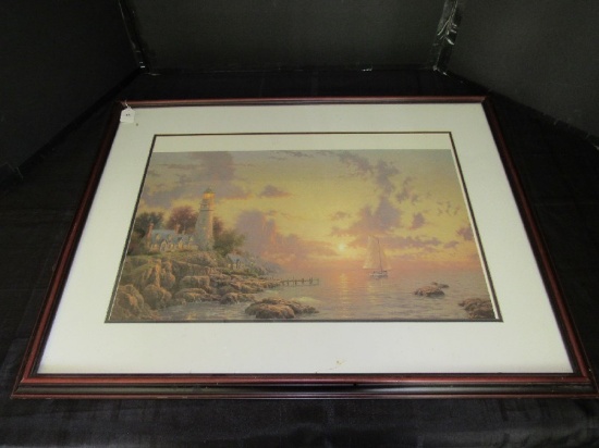 Large Seaside Lighthouse Print Wood Frame/Matt