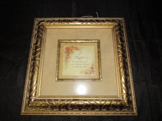 "Love Is…" Picture Print in Ornate Design Gilted Wood Frame/Matt