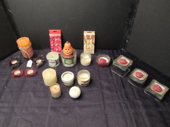 Candle Lot - Misc. Candles/Various Candle Holders
