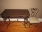 Antique Design Wooden Writing Desk 1 Drawer Bead Trim Gilted Inlay Top Pattern