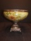 Resin Fruit Bowl w/ Yellow Flower Band, Antique Patina, Scallop Trim Base, Bead Trim Top