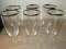 6 Tall Crystal Glass Pilsners Etched Floral Pattern Silver Band Trim