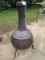 Tall Metal Wood Burner Round Body Leaf Pattern Curled Legs