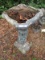 Tall Standing Concrete Bird Bath Mice/Vine on Column Stand w/ Bible Quote Scroll Base