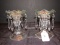 2 Tall Glass Candle Holders w/ Bobeches/Prisms