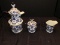 Bombay Tall Blue/White Ceramic Teapot w/ Gilted Trim Floral Pattern & Creamer/Sugar