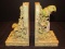 Pair - Bamboo/Parrot Design Bookends