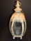 Tall White Metal Glass Sides Votive Lamp Antique Design/Patina