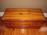 Wooden Bed-End Chest Slat Top, Metal Hinges