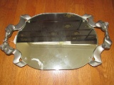 Mirrored Tray w/ Metal Bow Handles