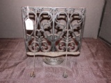 Vintage Cast Iron Black Scroll/Floral Design Book Stand w/ Weights