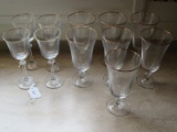 7 Tall Pilsner Glasses, 4 Wine Glasses Gilted Rim