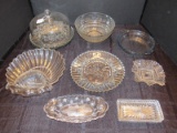 Glass Lot - Bowls, Plates, Divided Scallop Plates, Butter Dish, Etc.