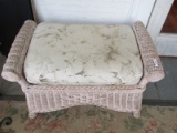 Wicker Patio Foot Rest Diamond Skirt/Back Arch Top, Pad Feet, Upholstered Top