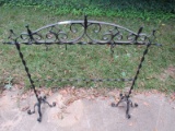 Black Metal Twist Design Garden Stand/Décor w/ Ornate Scroll Arch Top