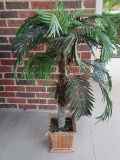 Tall Palm Tree Faux in Wooden Square Pot