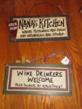 2 Wood Wall Mounted Signs Whimsical 