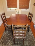 Wooden Extendable/Folding Dining Table w/ Drop Leafs Pair Pedestal Columns