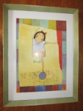 Child on Ball Picture Print in Gilted Wooden Frame/Matt
