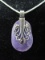 Agate Stone w/ Smaller Amethyst Gem Center Scroll Design Pendant on 925 Stamped Chain