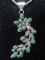 Mosaic Jasper 11 Stone Floral Design Pendant w/ 925 Stamped Chain