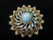 Sarah Coventry Sunburst, Multi-Color Blue Stone Center Brooch