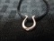 925 RJ Stamped Horseshoe Pendant w/ Diamond on Cord Necklace