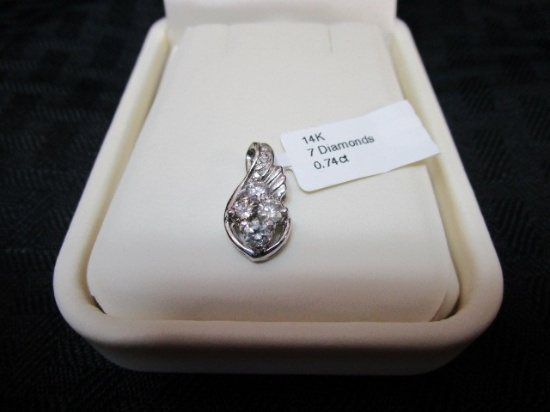 14K White Gold Diamond Pendant