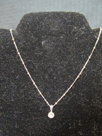 UNI 14k Stamped Pendant w/ Diamond on 14k 585 Stamped Bead Necklace