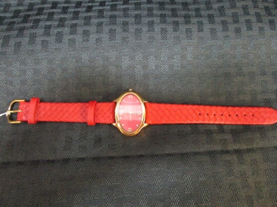 Joan Rivers Classics Quartz 337 Red Leather Strap Watch