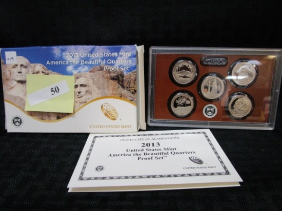 2013-S United States Mint America The Beautiful Quarters Proof Set w/ CoA