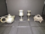 Lot - English Pewter Goblet P240, K.M.D. Pewter Teapot Royal Holland