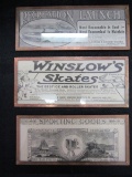 3 Vintage Advertisements - Winslows Skates Recreation Launch, Sporting Goods