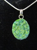 Titanium Druzy Stone Pendant w/ 925 Stamped Chain