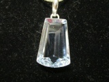 Blue Topaz Pendant w/ 925 Stamped Chain