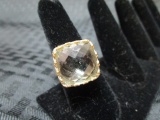 Brass Men's Ring w/ Tourmaline Stone Center