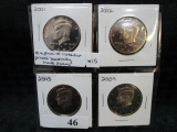 4 Pack of Collector Proof Kennedy Half Dollars, 2001-S, Two 2002-S, 2009-S