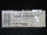 1907 first National Bank Cooperstown N.Y. Bank Check