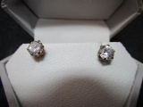 10k and 14K Yellow Gold Cubic Zirconia 5mm Silicone Stud Back Earrings