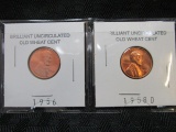 2 Brilliant Uncirculated Old Wheat Cents