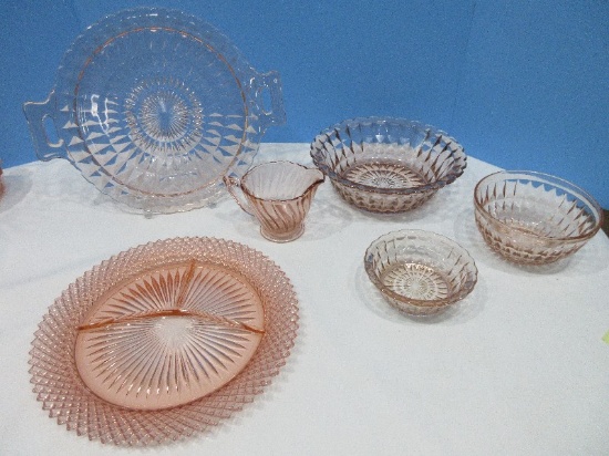 Lot - Pink Depression Glass Anchor Hocking Miss America 10 1/4" Grill Plate