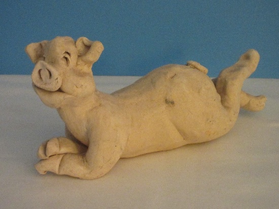 White Rock Studio Inc. Artisan Clay Pig Figurine Resting