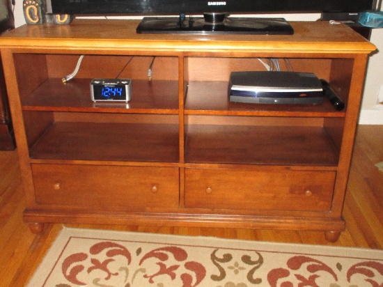 G.S. Furniture Media Console Cabinet w/ Adjustable Shelves & Double Base Drawers 2 Tone